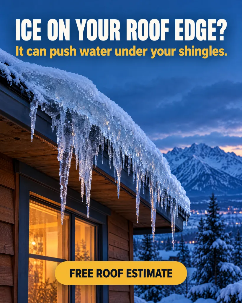 Sample ad: ice at the roof edge
